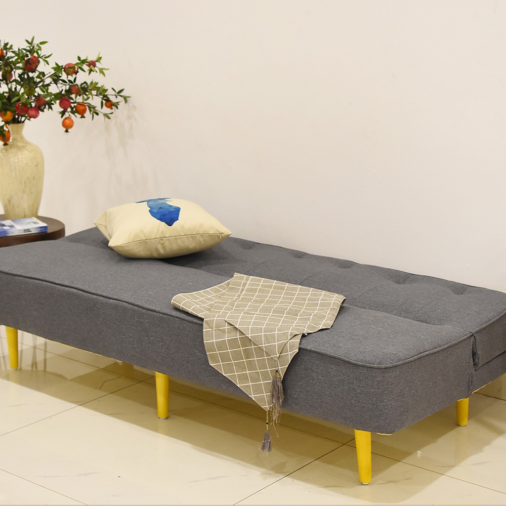 Sofa bed đa năng vải nỉ cao cấp, sofa giường gấp gọn nhiều màu khung gỗ tự nhiên