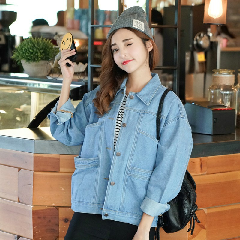 Áo khoác jean nữ form vừa có túi chứa điện thoại cực đỉnh size 40-64kg