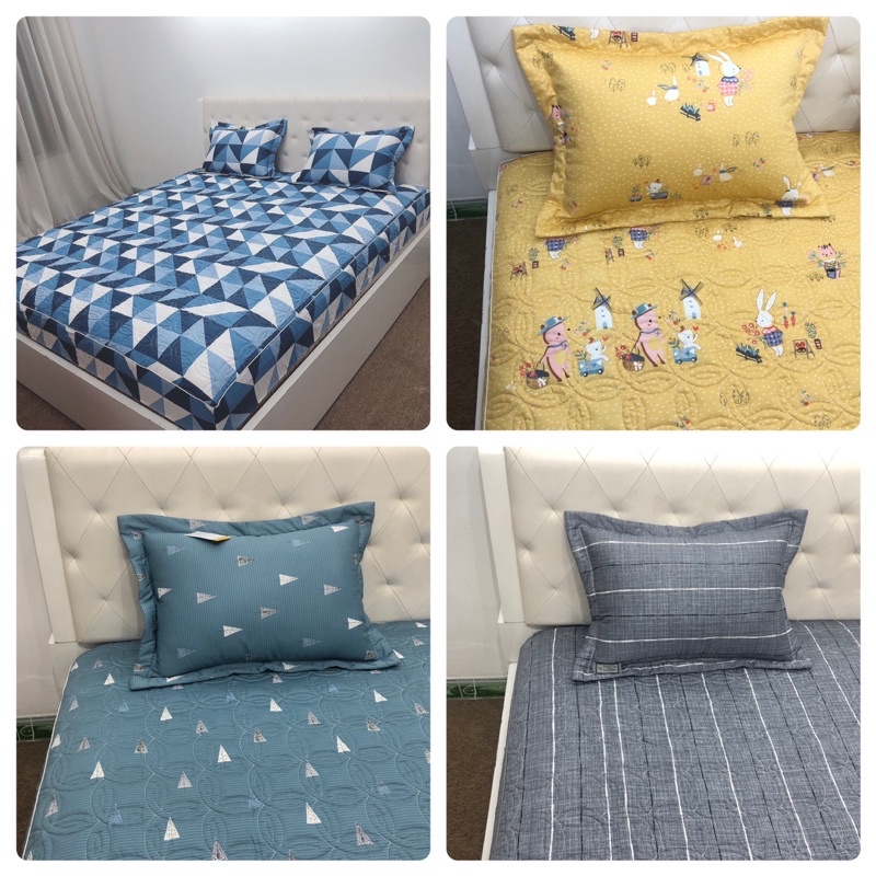 Ga Chun Trần 2 Vỏ Gối Lót Bông Chống Xô Dịch Cotton Thô Lụa Hàn Quốc Mát Mịn Size 1m6,1m8,2m2