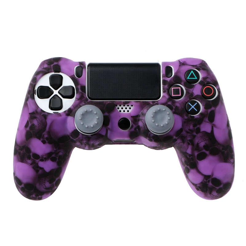 ❀CRE ❀ Skull Silicone Gamepad Cover Case + 2 Joystick Caps For PS4 Pro Slim Controller