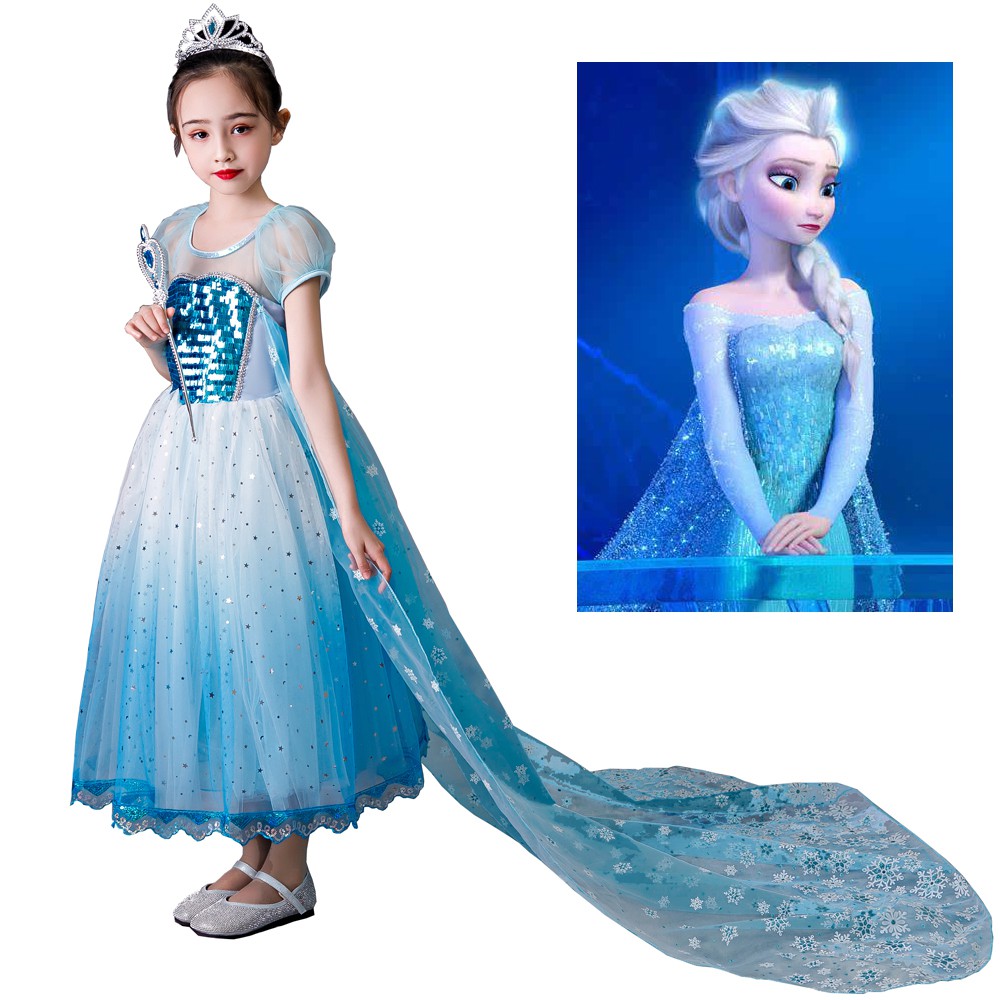 Đầm Hóa Trang Nữ Hoàng Elsa Trong Phim Frozen Cho Bé Gái