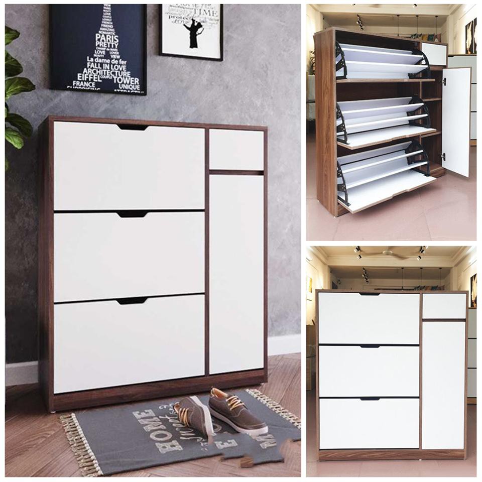 Tủ Giày 3 Tầng Giá Xoay và Ngăn Mũ Bảo Hiểm Hàng hậu 9 ly chắc chắn