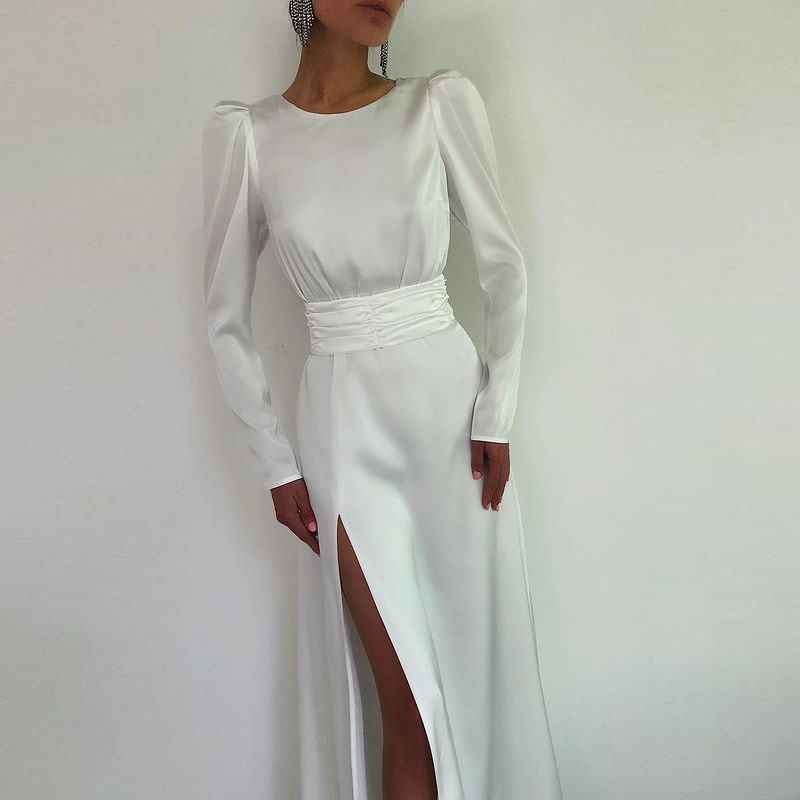 CELMIA Đầm Lụa Satin Tay Dài Xẻ Tà Thời Trang Cho Nữ | BigBuy360 - bigbuy360.vn