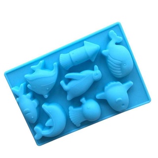 Khuôn silicone làm bánh tạo hình 8 con cá heo đại dương dễ thương