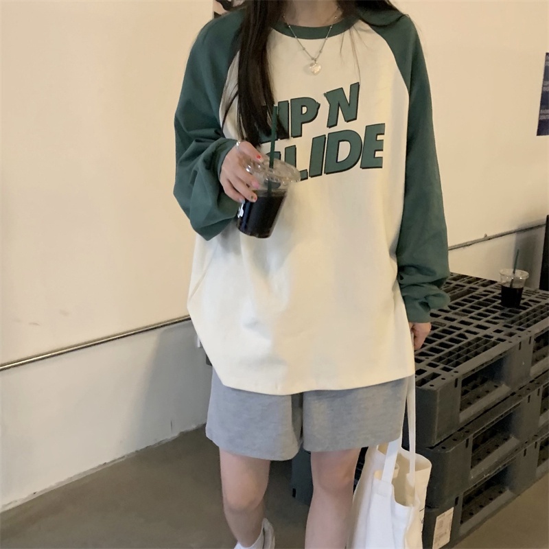 Áo Thun Tay Dài Dáng Rộng Rãi Hoạ Tiết In Chữ Phong Cách Hàn Quốc Thời Trang Có 2 Màu Tùy Chọn Sành Điệu Cho Nữ | BigBuy360 - bigbuy360.vn