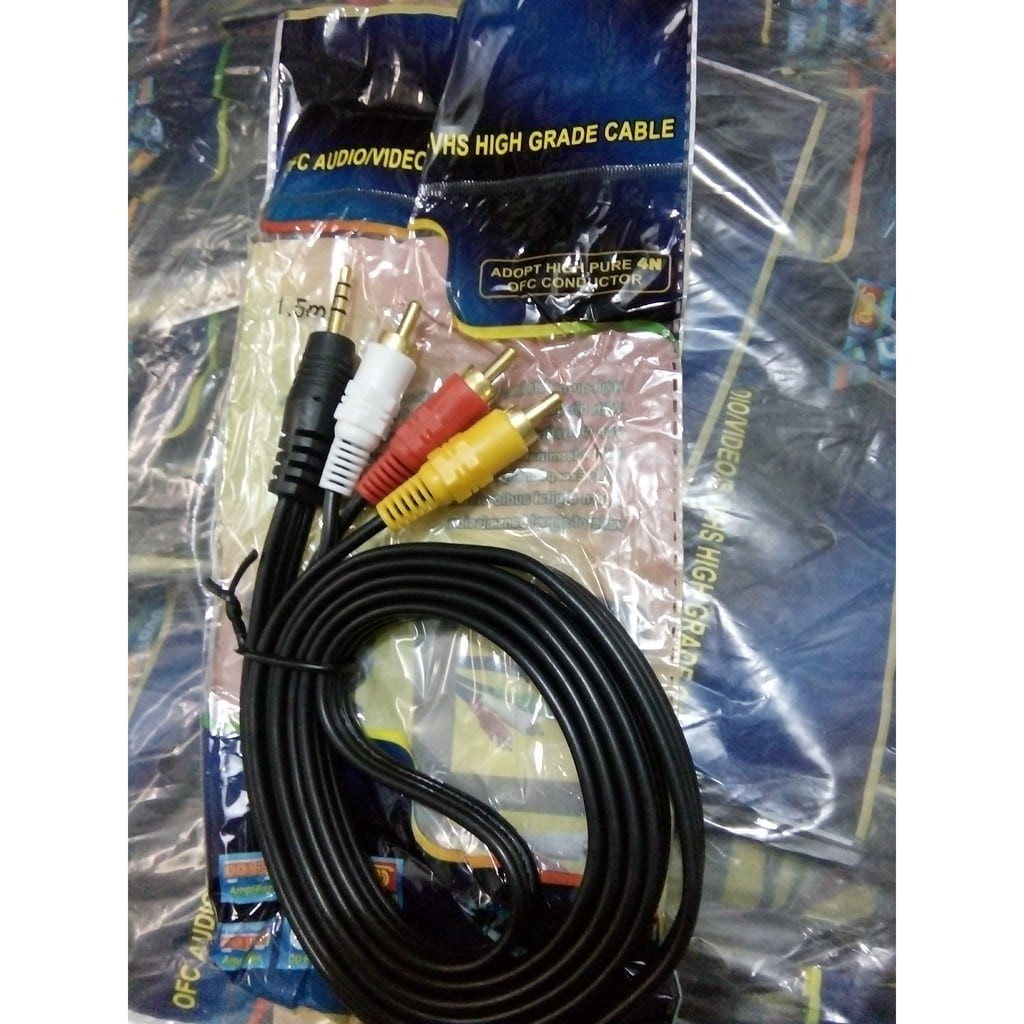 Dây loa chuyển đổi jack 3.5mm ra 3 đầu AV  dài 1.5m 3m 5m - 1 đầu vào 3 đầu ra