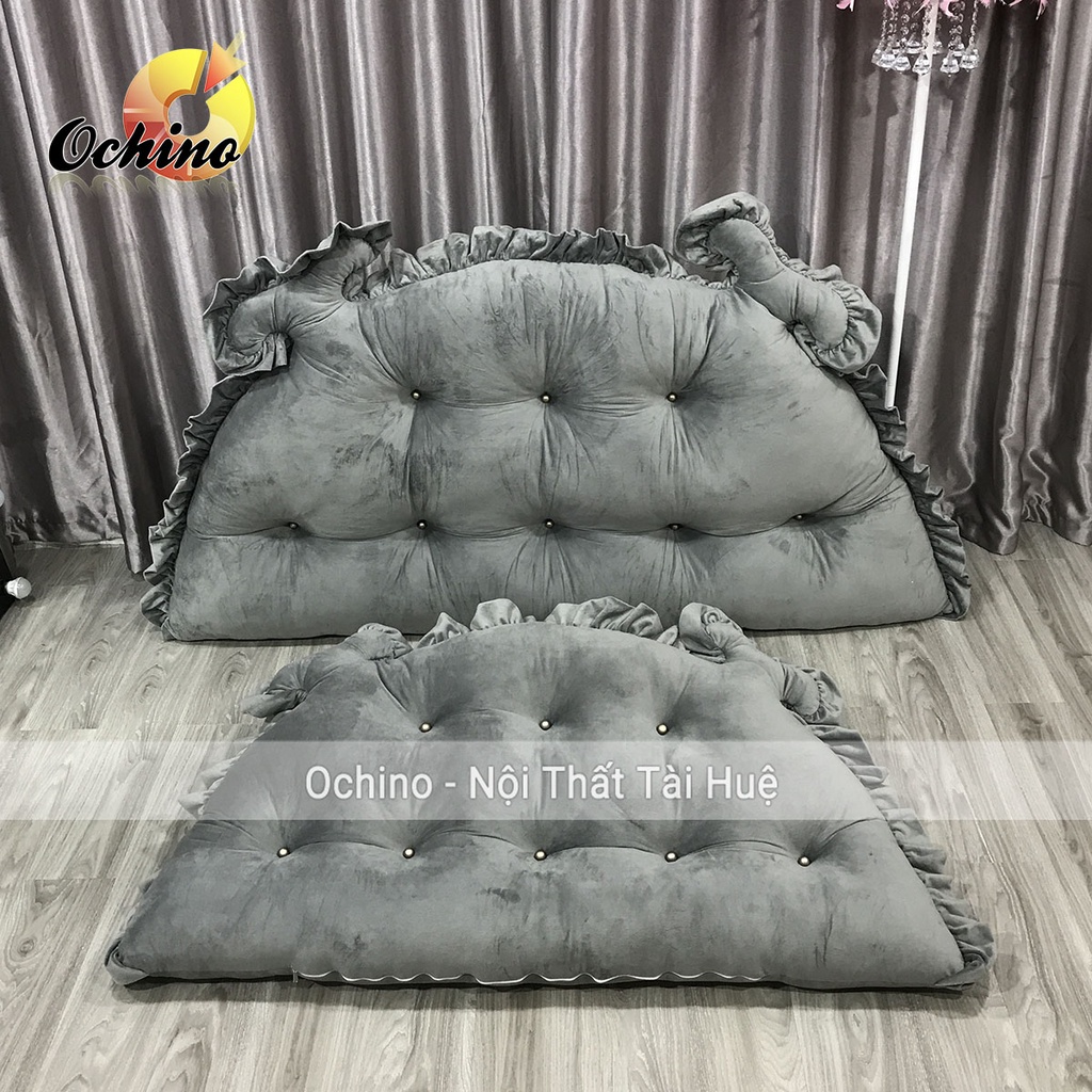 Tựa Đầu Giường, Gối Tựa Kê Đầu Giường Đính Khuy Mẫu Hoàng Gia Sang Chảnh Size 1M2-55 Và 1M6-75 ( Có Sẫn)