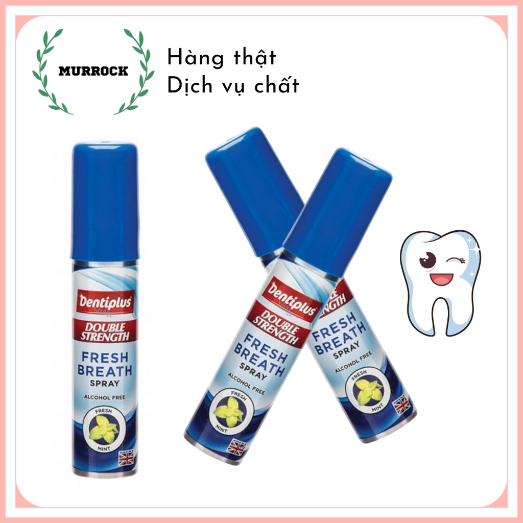 1 chai xịt thơm miệng bạc hà Dentiplus Fresh Breath Spray/ Double Strength không cồn không đường UK 25ml