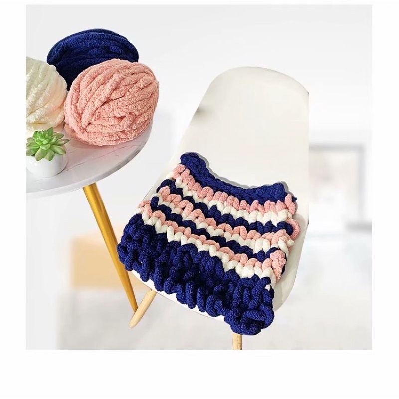 Cuộn len Chenille 250gr siêu mềm mại, Len Chunky Cuộn To