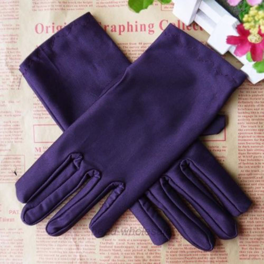 Găng tay vải satin bóng thời trang cho nữ tùy chọn màu sắc