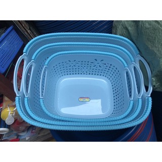 Rổ nhựa giả giỏ mây có quai cầm
