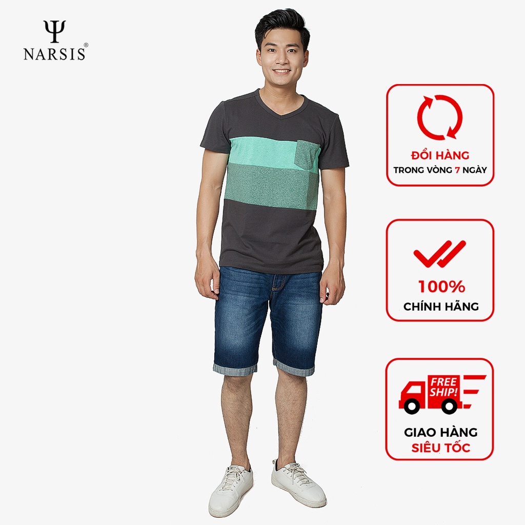 Quần shorts jeans nam màu xanh dương nam Narsis S8028