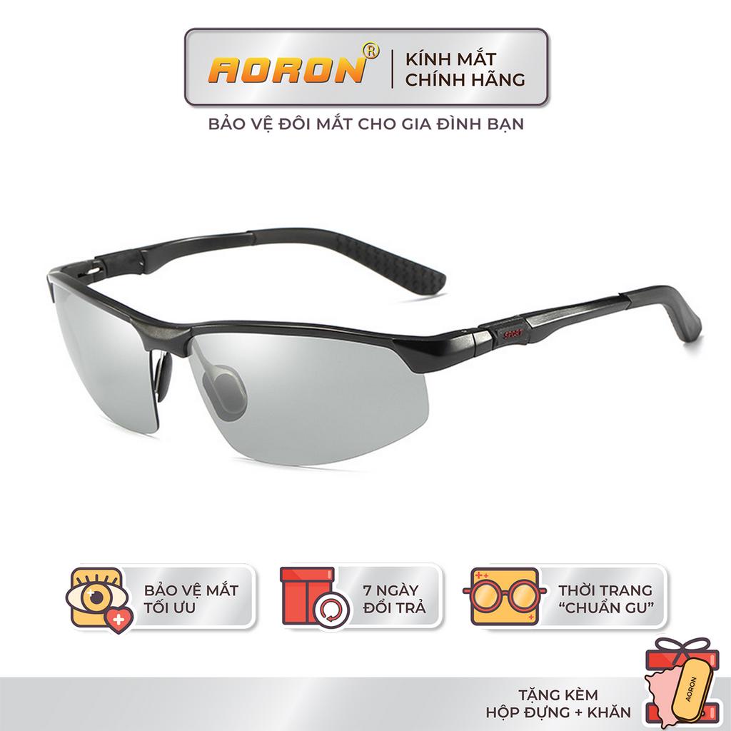 Kính Mát Thể Thao Nam AORON Mắt Kính Phân Cực Đổi Màu Chống Chói, Chống Loá, Gọng Kim Loại Cao Cấp Siêu Bền- AK041