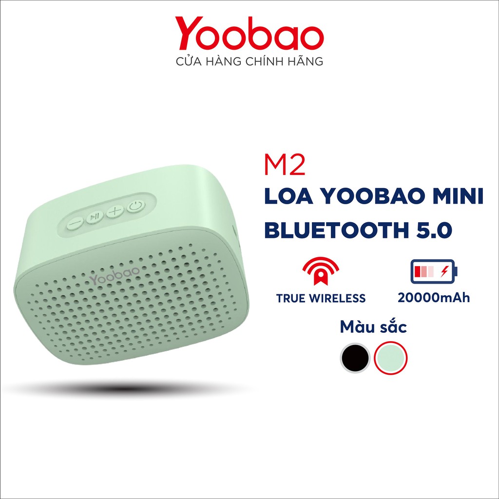 [Mã 2404EL10K giảm 10K đơn 20K] Loa bluetooth 5.0 mini Yoobao M2 hỗ trợ TWS, công suất 3W, pin 12 giờ - Hàng Chính Hãng