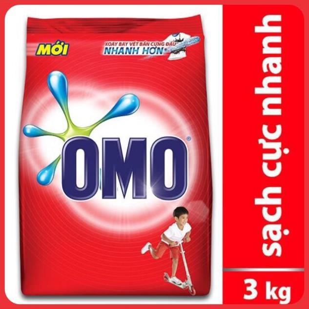 Bột giặt OMO sạch cực nhanh dạng túi đỏ 3KG