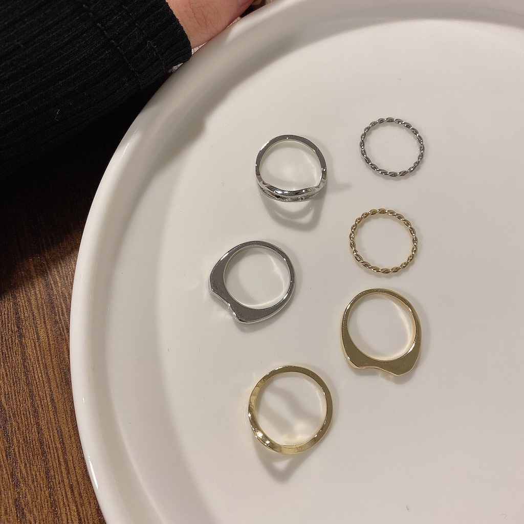 Nhẫn Xoắn Hình Học Phong Cách Hàn Quốc Sang Trọng Cá Tính