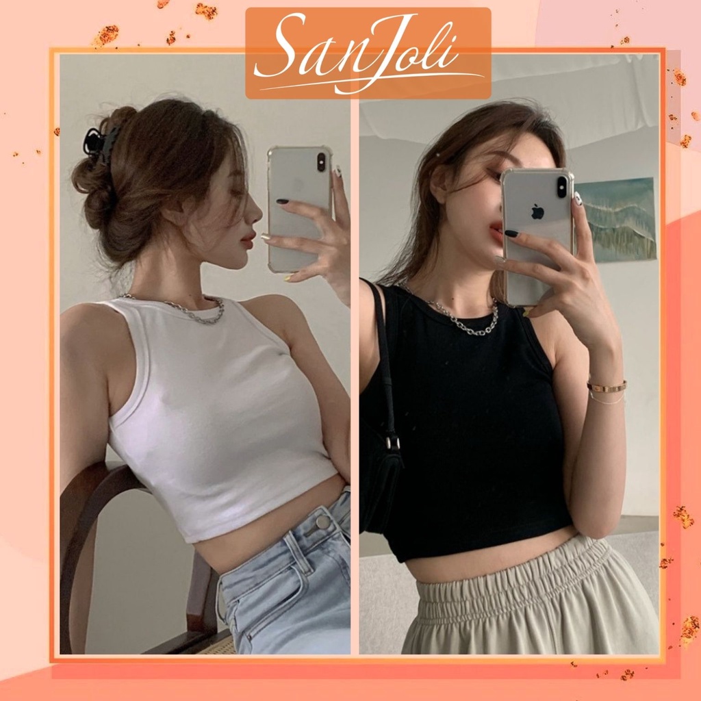 Áo Croptop Ba Lỗ Nữ SanJoli body kiểu thun sexy hở vai Hàn Quốc giá rẻ Kiểu dáng Ulzzang 2 màu đen Trắng AO013 | WebRaoVat - webraovat.net.vn