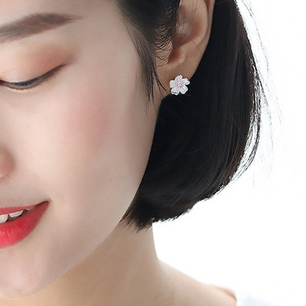 Khuyên Tai Hoa Anh Đào Đính Đá Thanh Lịch Dành Cho Nữ