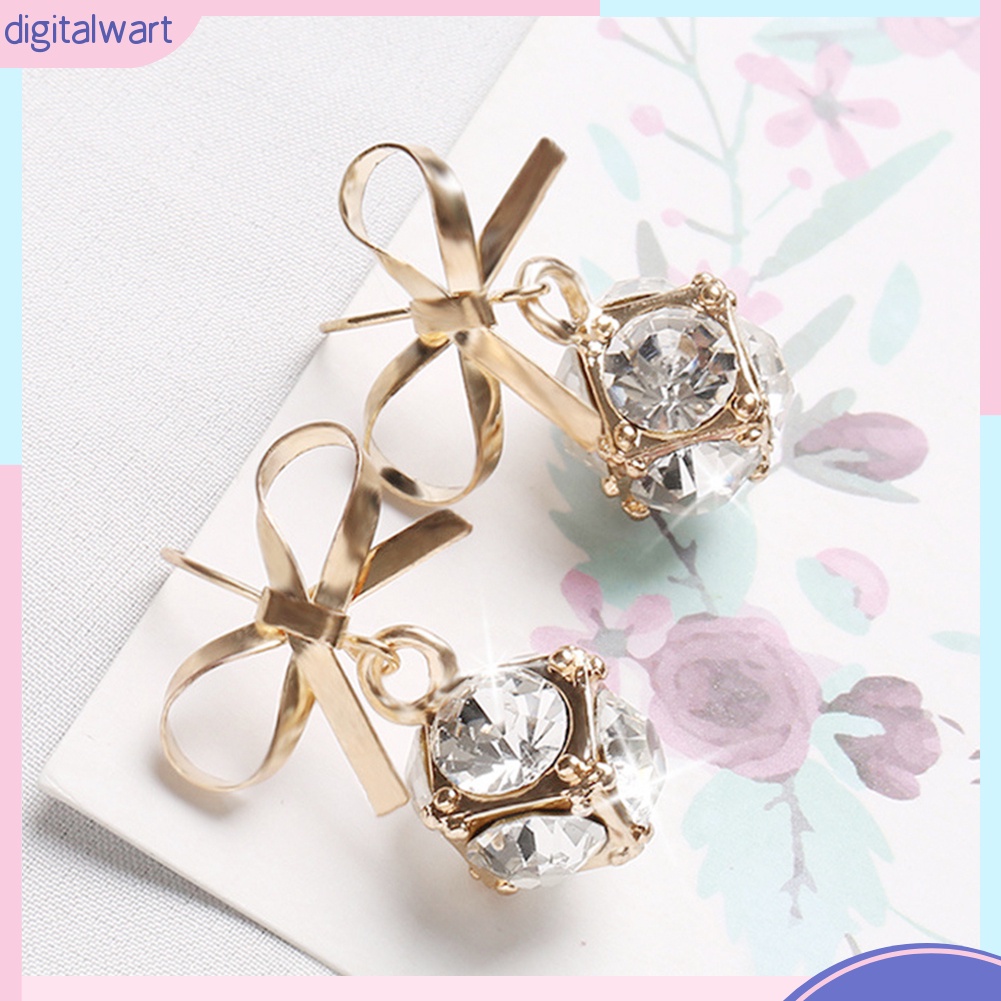 Đôi bông tai hình nơ phối đính đá kiểu dáng trẻ trung cho nữ