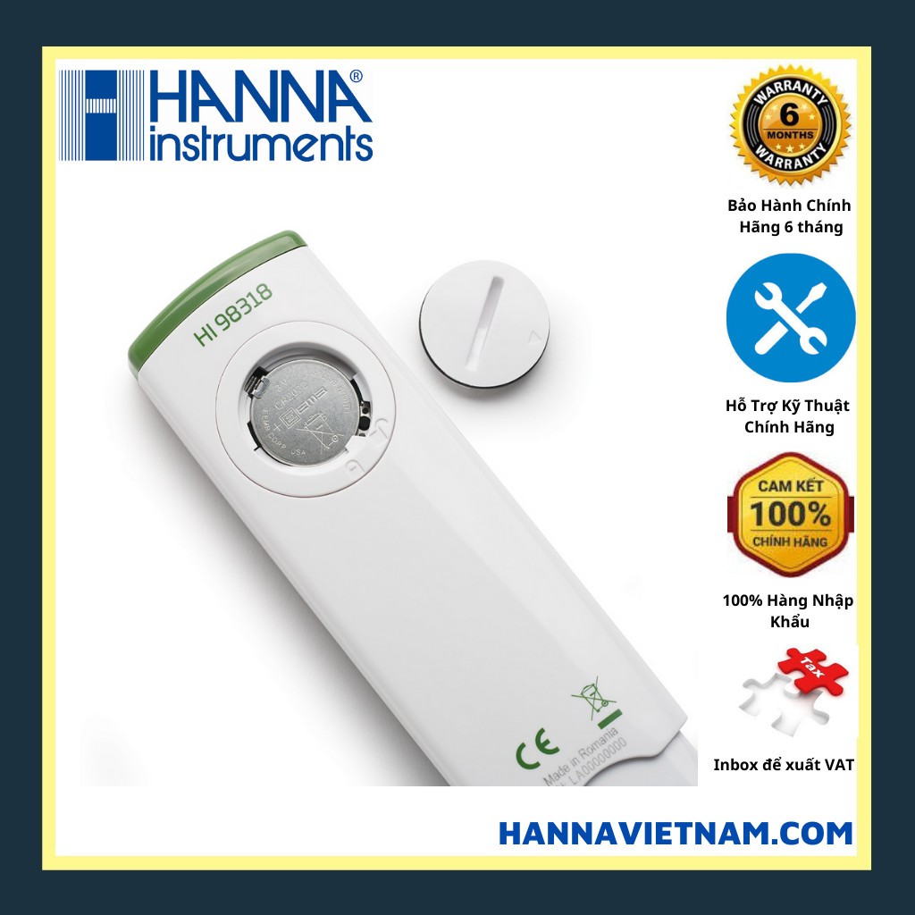 Bút Đo EC/TDS/Nhiệt Độ Chuyên Trong Thủy Canh HANNA HI98318, Tặng Kèm Gói Dung Dịch Hiệu Chuẩn Máy Đo
