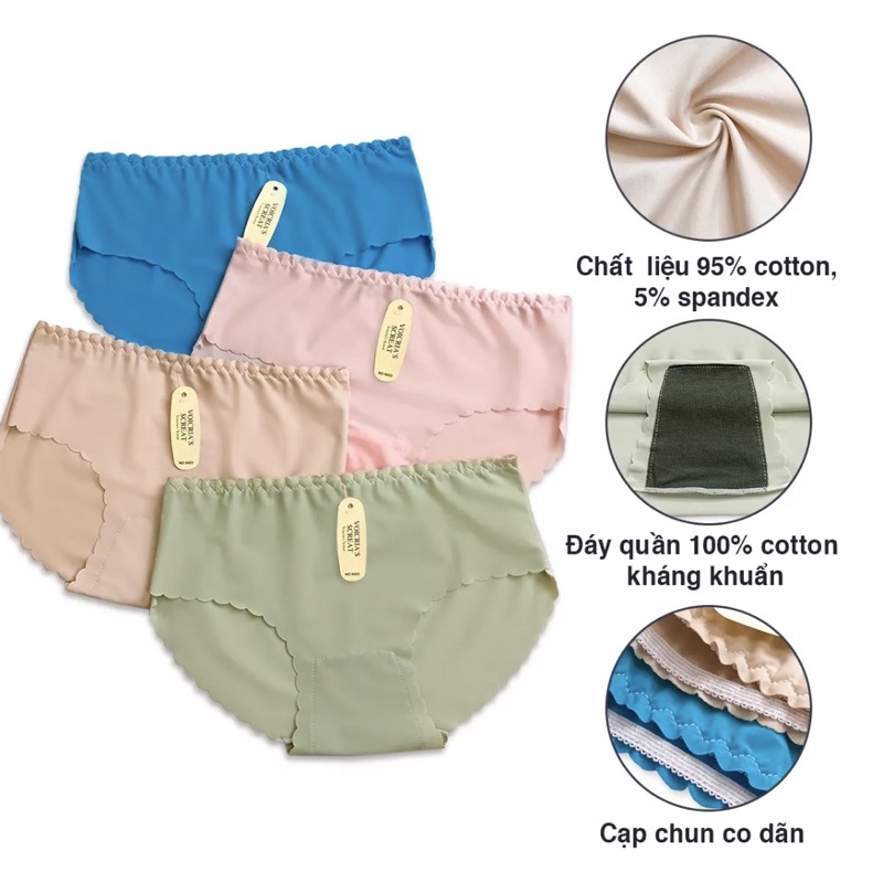 Combo 10 chiếc quần lót đúc su mịn viền sóng freesize 40-52kg