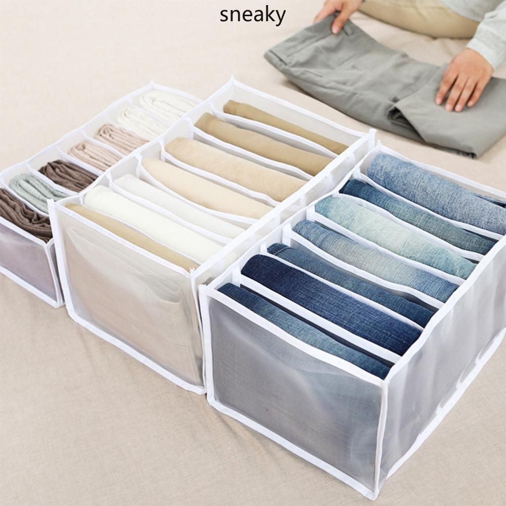 Hộp Đựng Quần Áo Chia Ngăn Chất Liệu Vải Lưới Có Thể Xếp Chồng Và Giặt Sạch Tiện Lợi Trong Tủ Quần Áo H5M0
