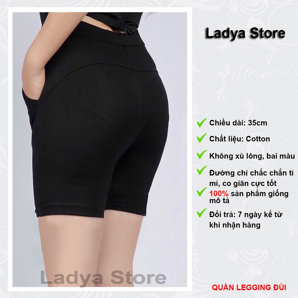 Quần legging đùi nâng mông vải thun dày dặn ôm body LADYA STORE