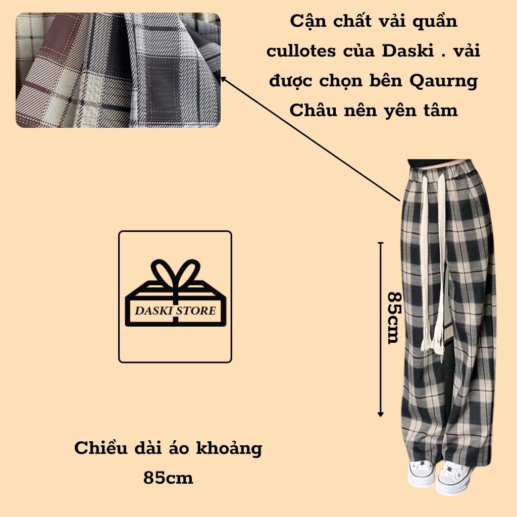 Quần Ống Rộng Suông - Quần cullotes cạp chun kẻ karo Daski | BigBuy360 - bigbuy360.vn