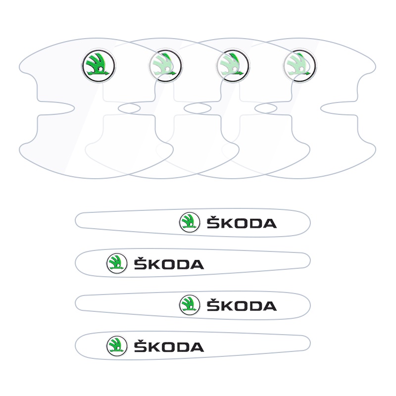 Set 8 Phim Dán Trong Suốt Bảo Vệ Tay Cầm Cho Xe Ô Tô Skoda Octavia A5 A7 Superb Fabia 2 3 1 Rapid Yeti Citigo Kodiaq Roomster