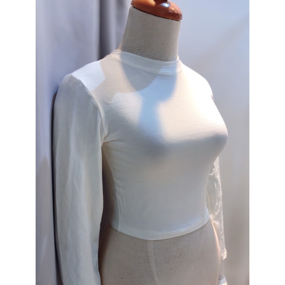 Áo Croptop Tay Dài BigSize Ôm Body Dưới 80Kg Cổ Tròn Chất Thun Cotton Mịn Mát "TD"