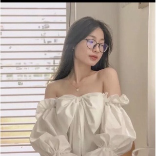 Áo bẹt vai tay bồng nơ to xinh đẹp a30