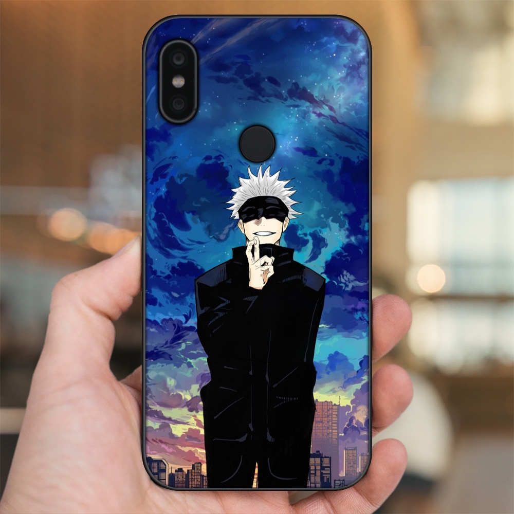 Ốp lưng Xiaomi Redmi Note 6 Pro viền đen in hình Satoru Jujutsu Kaisen