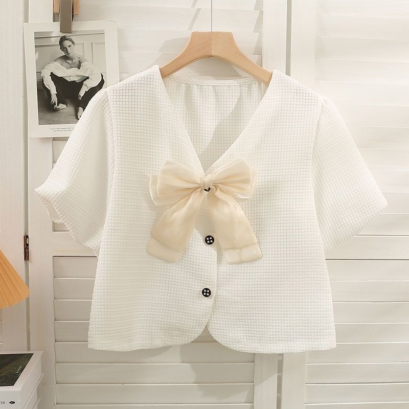 [MURIOKI] Áo Thun Ngắn Tay Thắt Nơ Có Thể Tháo Rời Thời Trang 2022 Cho Nữ