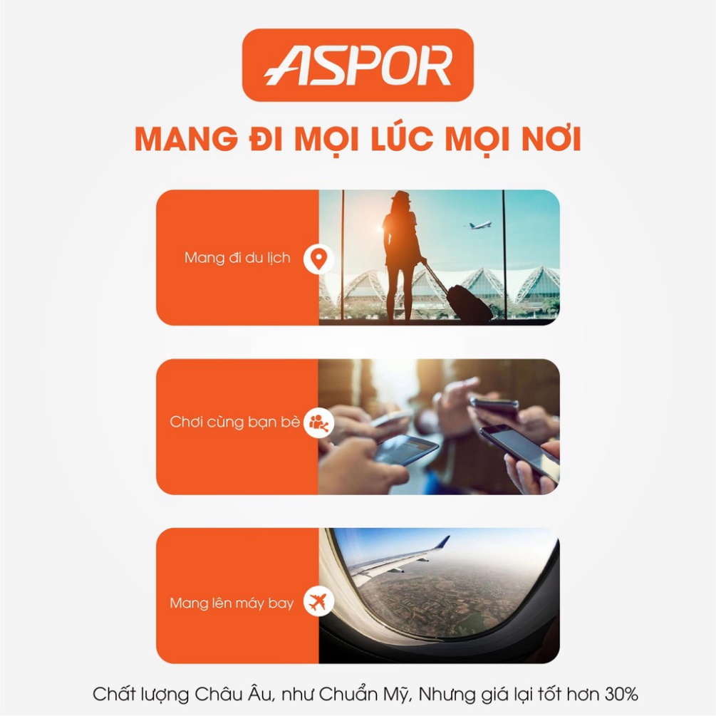 Pin sạc dự phòng 10000mAh,sạc dự phòng nhỏ gọn Aspor A358- hàng chính hãng