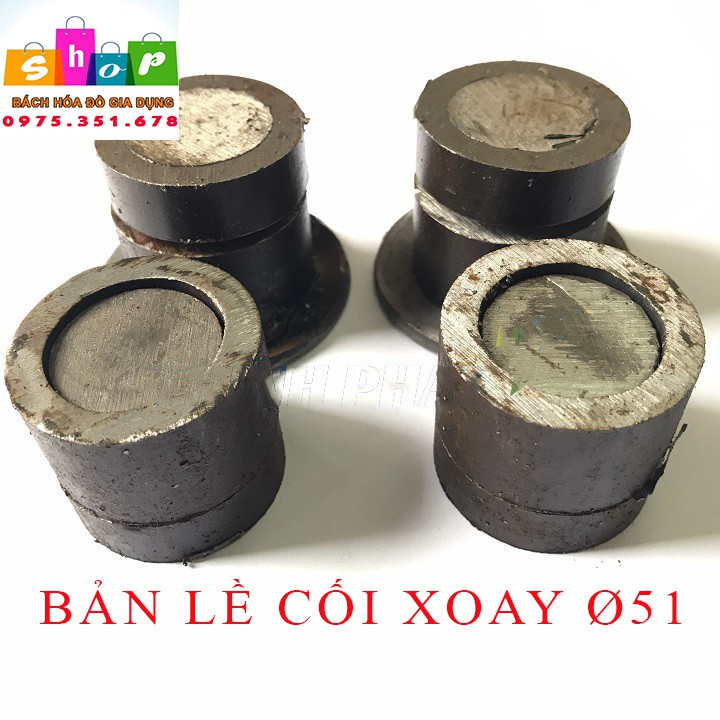 {Sắt Ø51} Bộ bản lề cối xoay 360º Sắt Ø51 - Siêu chịu tải-Dùng cho cửa 2 cánh-Cối tiện trục xoay Ø51-Giadung24h