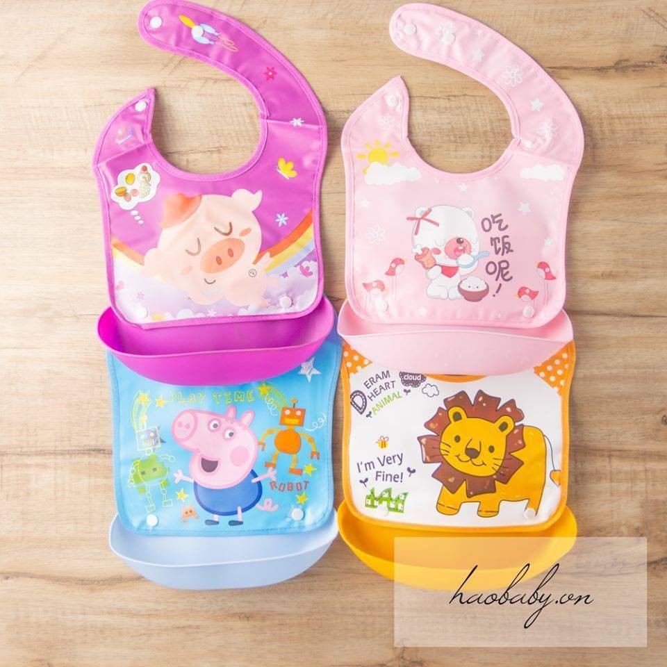 [Haobaby shop] Yếm ăn dặm có máng cho bé