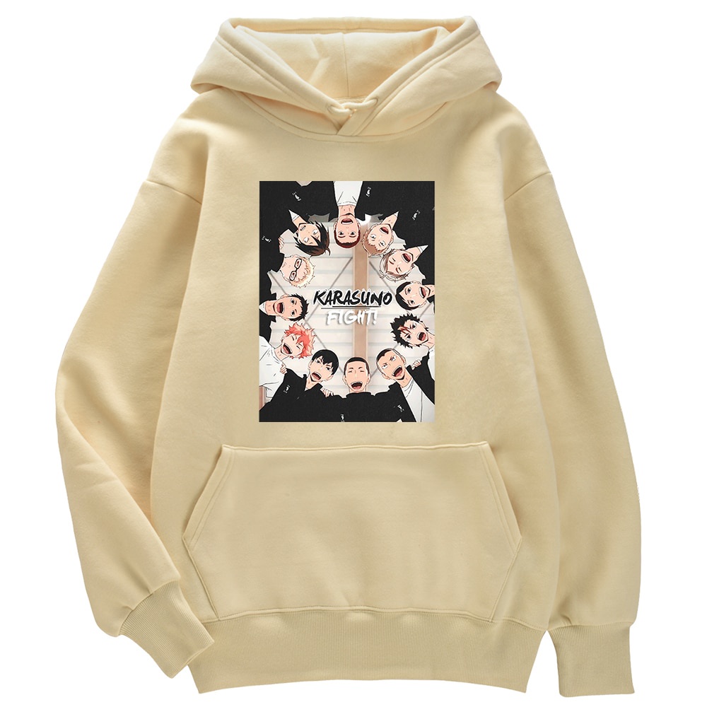 Áo hoodie cotton in logo Haikyuu chiến đấu anime Nhật Bản kích thước lớn XXS-4XL
