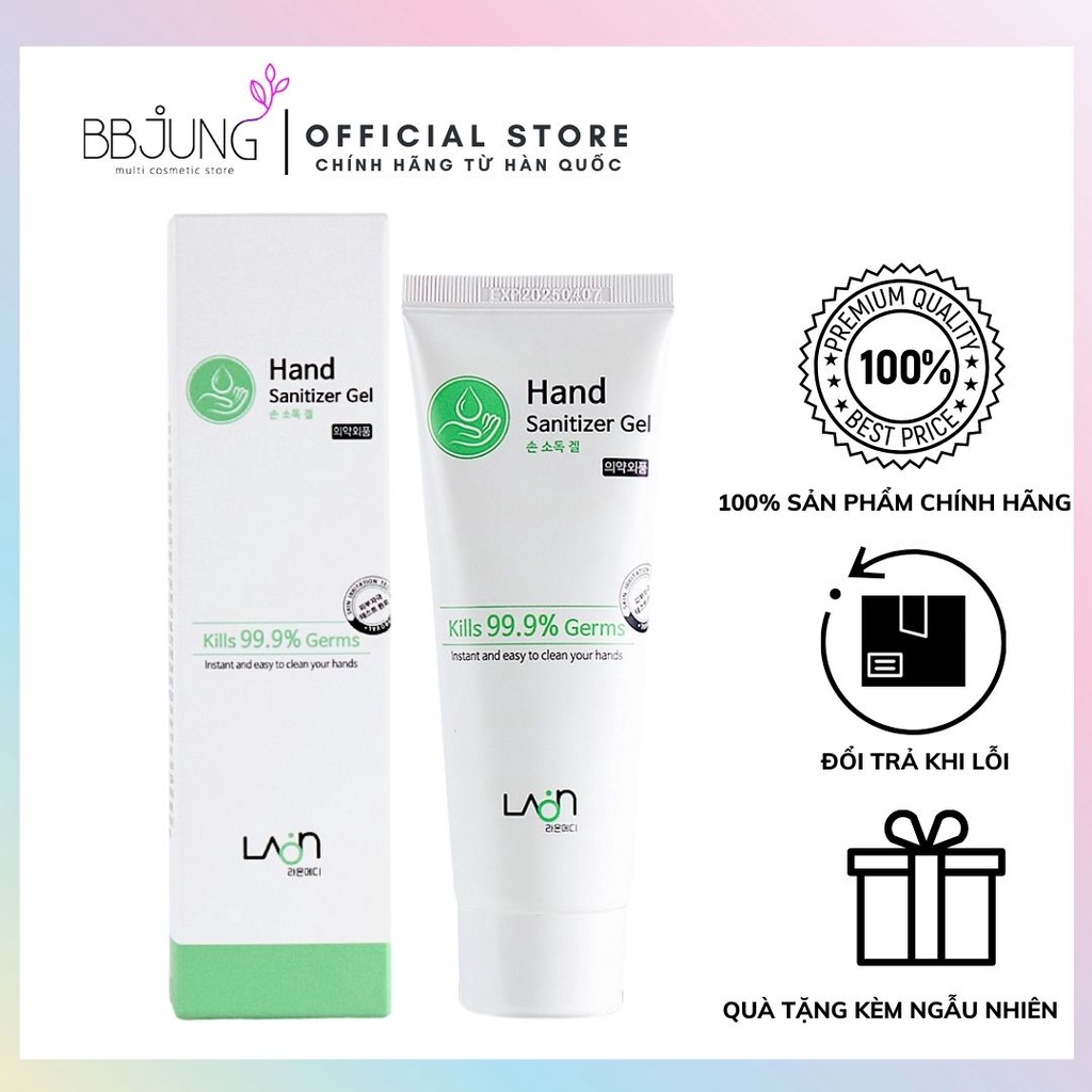 **Hàn Quốc** Gel rửa tay khô, diệt khuẩn 99,9%, giúp da mịn màng dạng tuýp mini 70ml tiện lợi - Laon Medi Hand Sanitizer Gel