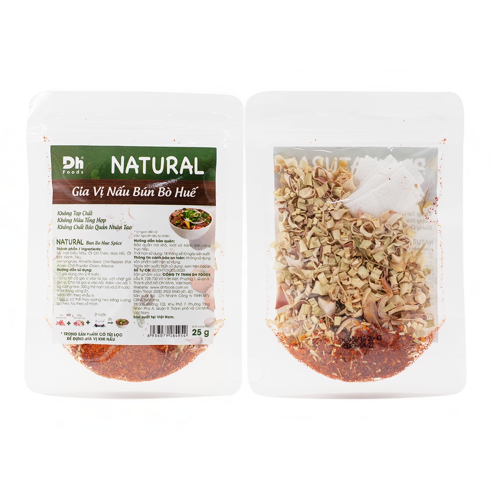 Combo 2 gói Natural gia vị nấu bún bò Huế Dh Foods 25g