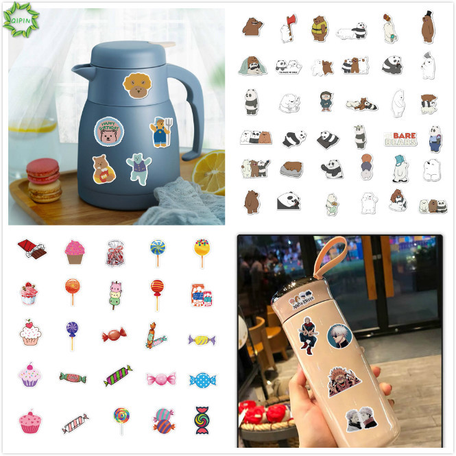 Bộ 50 Miếng Dán Hình Gấu Đáng Yêu Chống Thấm Nước Trang Trí Laptop