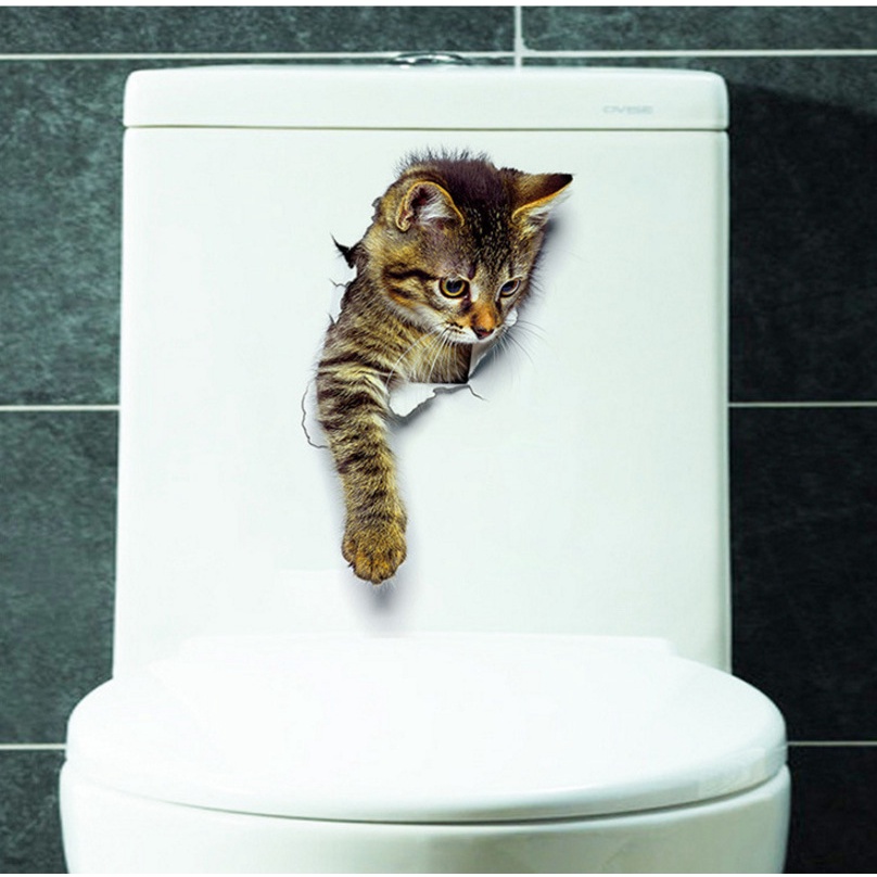 Tranh dán tường 3D hình mèo ngộ nghĩnh