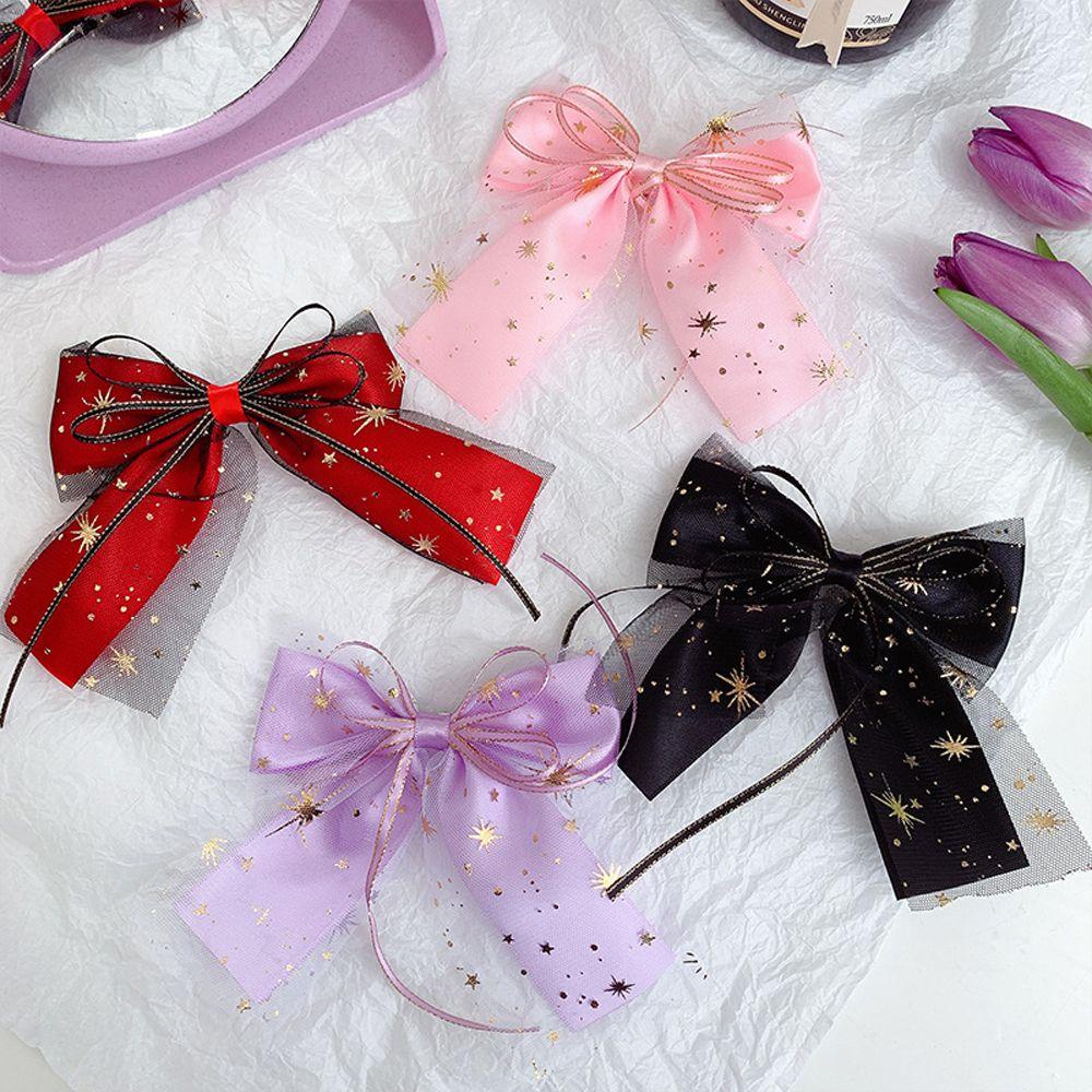 2 Kẹp Tóc Mỏ Vịt Phối Lưới Hình Ngôi Sao Ngọt Ngào Thanh Lịch Cho Nữ