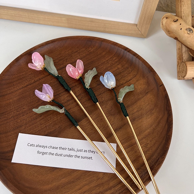 Trâm Cài Tóc Hình Hoa Tulip Phong Cách Cổ Điển Cho Nữ