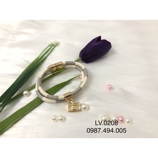 Vòng tay LV da khóa mạ vàng - LV.0209
