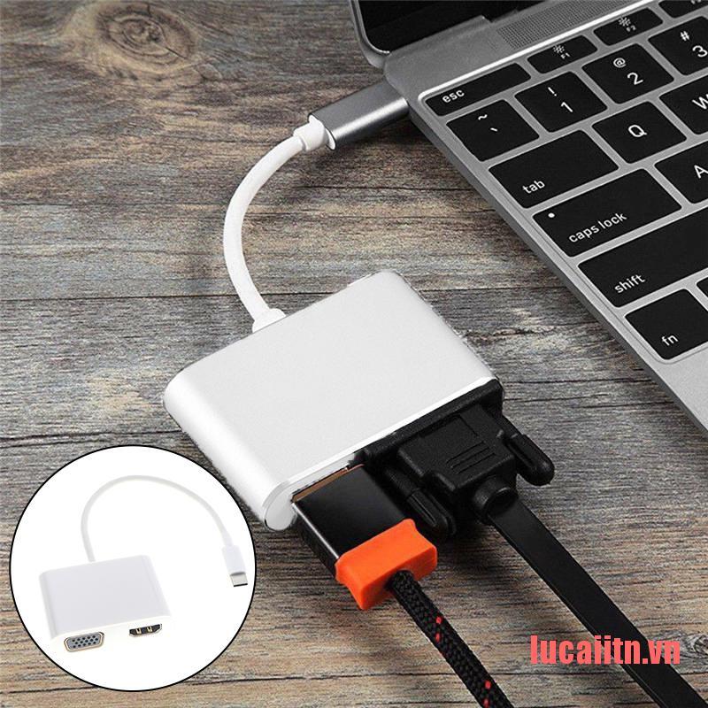 Bộ Chia Cổng Usb Type C Sang Hdmi Vga 2 Trong 1 Tiện Dụng