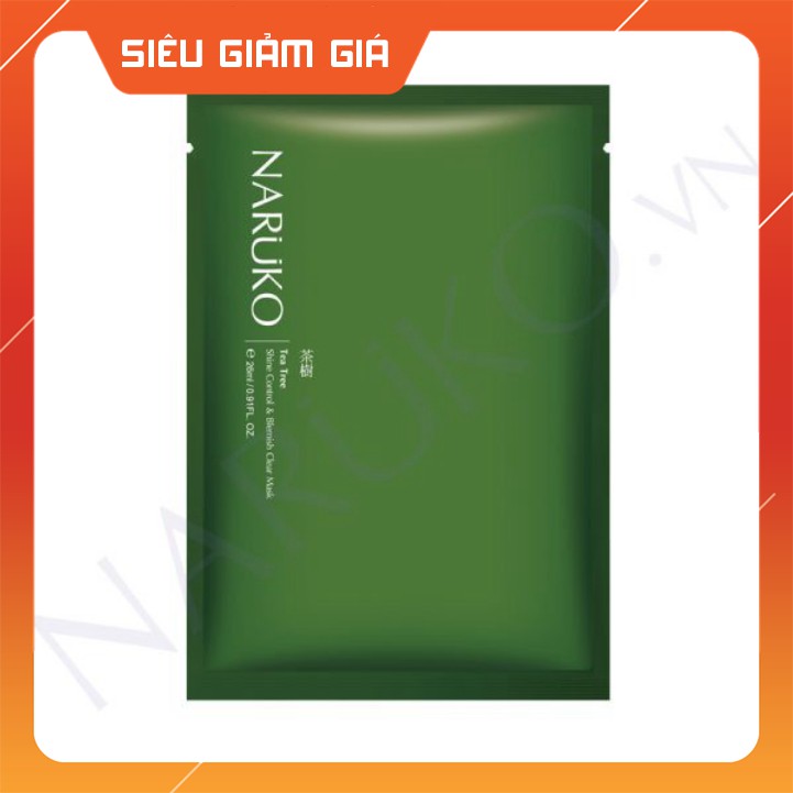 [ Bản Đài ] Mask_Naruko_Trà tràm _Mặt nạ trà tràm dành cho da mụn hộp 8 miếng – Tea Tree Shine Control and Blemish Clear