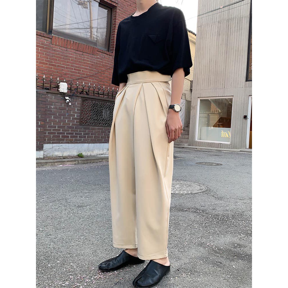QUẦN TÂY UNISEX DÁNG ỐNG RỘNG LƯNG DÁN ĐIỀU CHỈNH THOẢI MÁI