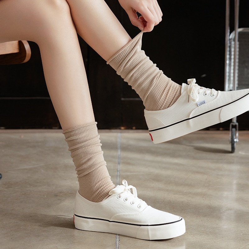 Tất vớ nữ cao cổ dài Nhún dễ thương hàn quốc đẹp  [ TẤT NHÚN TRƠN ] [ MÃ A802 ]