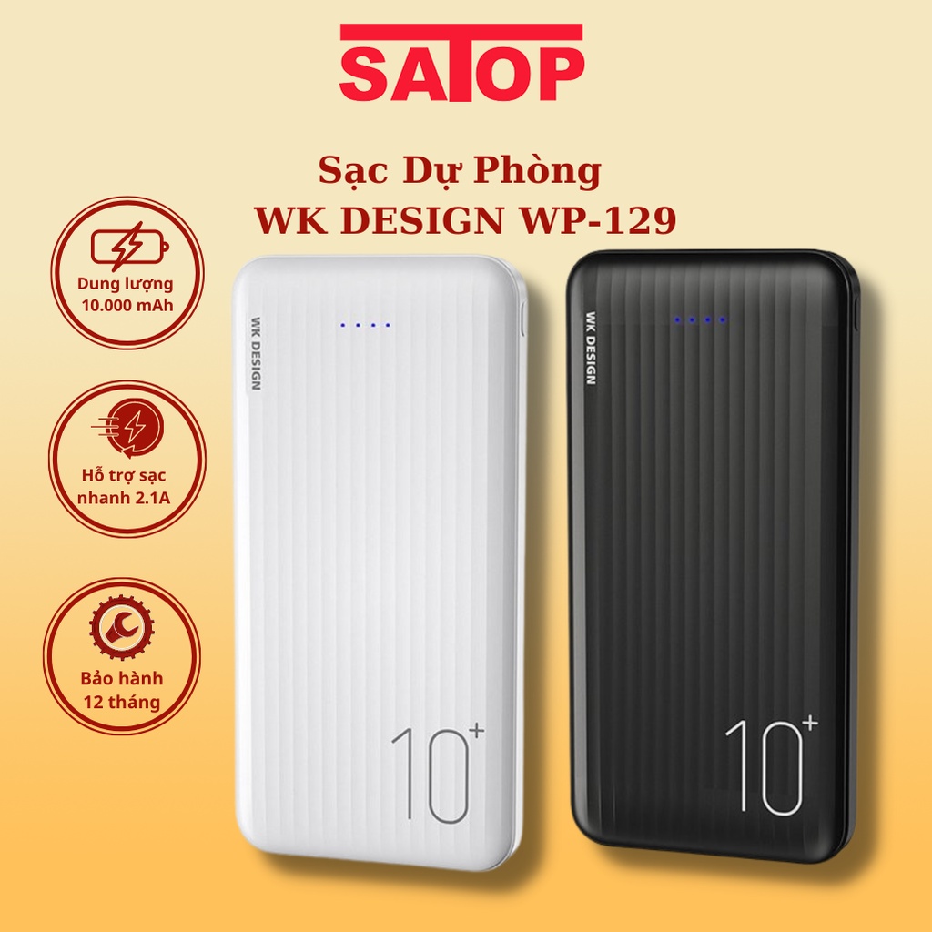 Sạc dự phòng mini WK DESIGN WP129 pin dự phòng nhỏ gọn chính hãng dùng cho Iphone Samsung Xiaomi Redmi- SATOP OFFICIAL