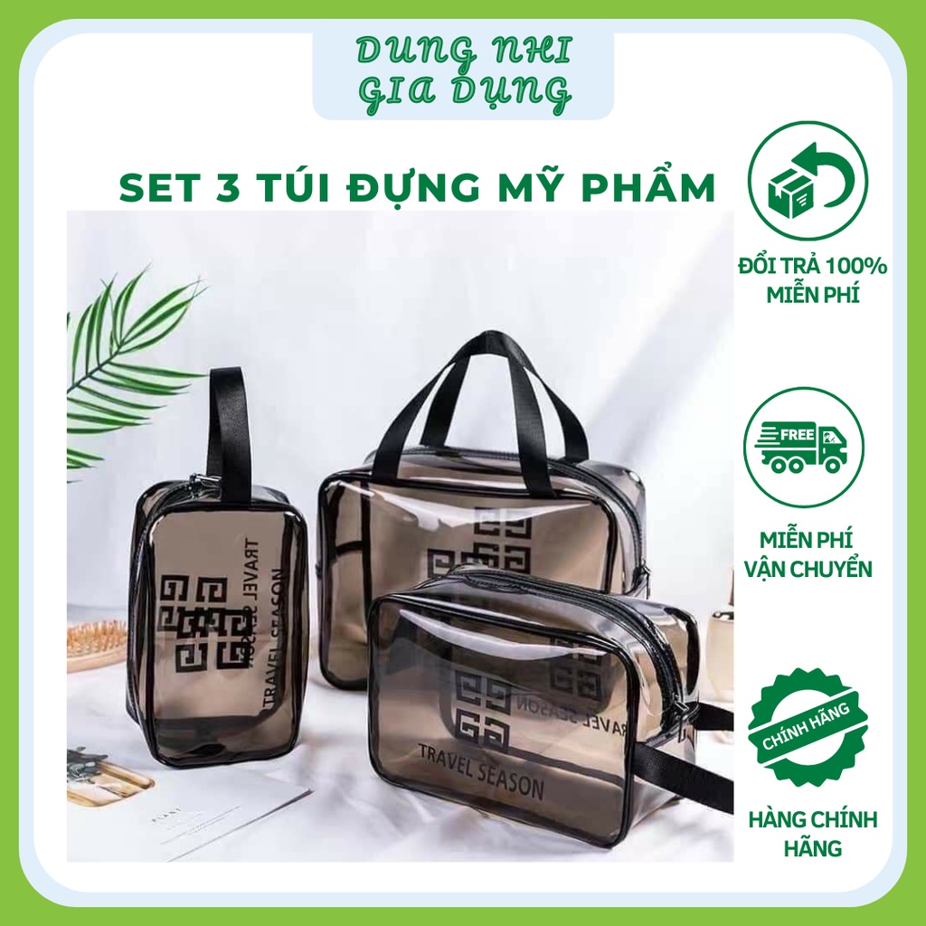 Túi Trong Suốt Đựng Mỹ Phẩm Đồ Dùng Cá Nhân Set 3 Chiếc Túi Nhựa Trong Suốt Tiện Lợi Cho Những Chuyến Du Lịch Công Tác